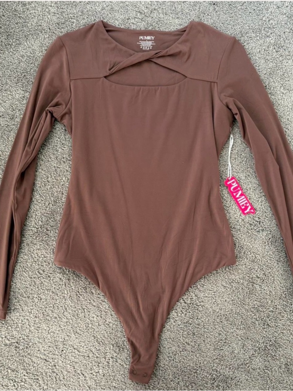 Mauve Long Sleeve Bodysuit with Twist